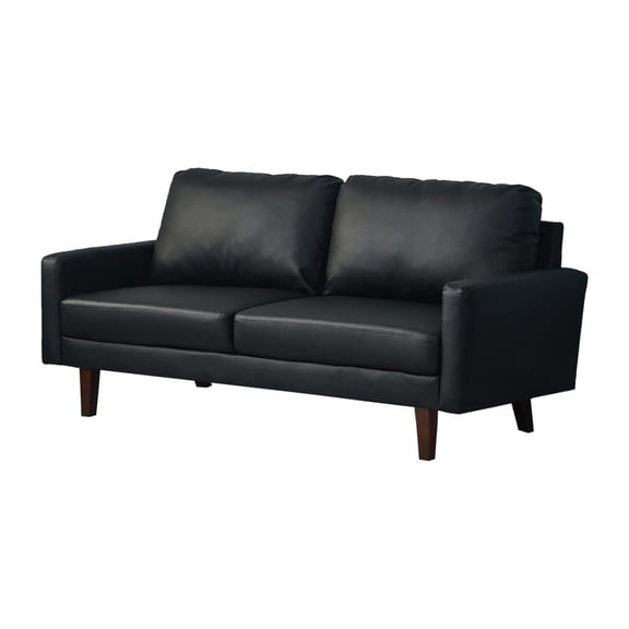 Hybition Faux Leather Sofa Mid-Century Modern Couch for Living Room/Office-Black