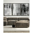 thumbnail image 2 of SHENIFY Large 24x36in3pcs Black Framed Black Abstract Wall Art Tie-Dyed Abstract Illustrations Modern Minimalist Painting Decorative Artwork for Living Room Bedroom, 2 of 5