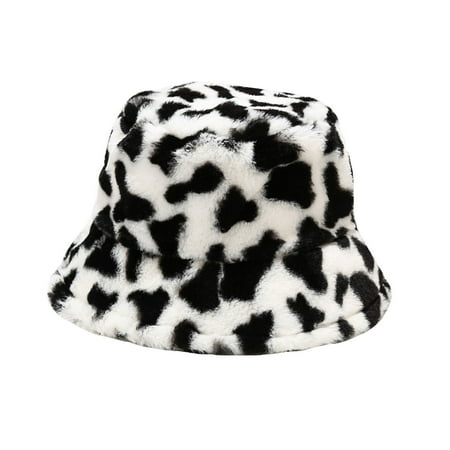 

Dadaria Fall Hats for Women Autumn And Winter Fashion Cow Print Basin Hat Fisherman Hat Warm Hat Black M Women