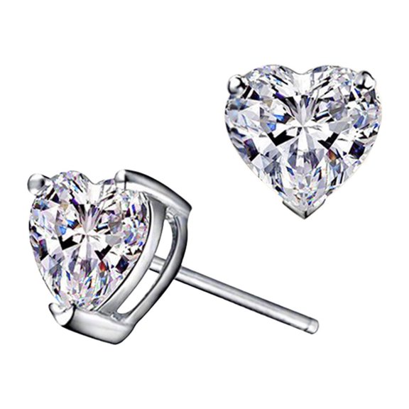 BNNG Needle Moissanite Heart Diamond Earrings Sweet Heart Earrings Moissanite Stud Earrings for Women Created Brilliant Heart Moissanite Diamond Earrings
