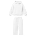 thumbnail image 3 of CAIVO Kids Outfit Sets Solid Color Oversized Long Sleeve Pullover Hoodie With Pocket And Drawstring Wide Leg Sweatpants, Soft Plain Casual 2 Piece Tracksuit For Girls Clothing Set, 3 of 4