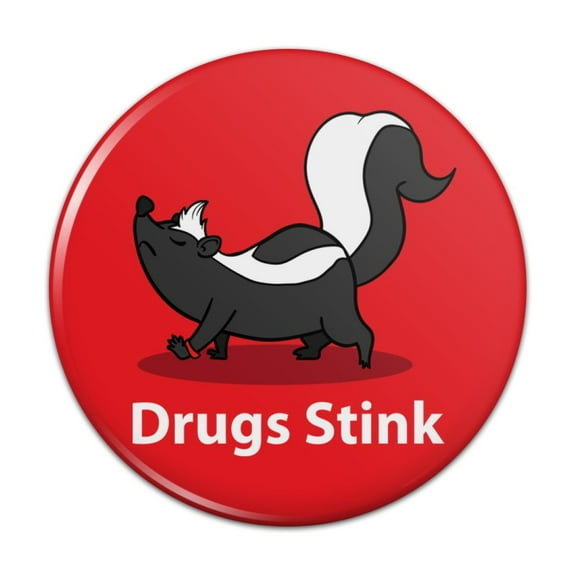 Drugs Stink Skunk Pinback Button Pin