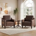 thumbnail image 3 of AFO Faux Leather Accent Chair Set of 1, Modern Living Room Armchair with Side Table and Pockets for Bedroom, Office and Small Place, Chocolate, 3 of 11