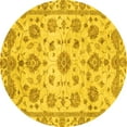 thumbnail image 1 of Ahgly Company Machine Washable Indoor Round Abstract Yellow Modern Area Rugs, 7' Round, 1 of 4