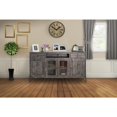 thumbnail image 5 of 70" Gray Solid Wood Cabinet Enclosed Storage Distressed TV Stand, 5 of 8