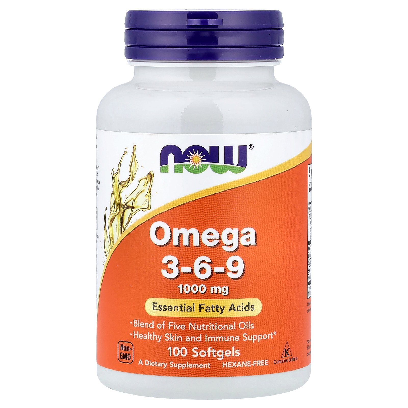NOW Supplements, Omega 3-6-9 1000 mg with a blend of Flax Seed, Evening Primrose, Canola, Black Currant and Pumpkin Seed Oils, 100 Softgels