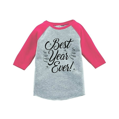 7 ate 9 Apparel Kids Best Year Ever Pink Baseball Tee - (Best Gifts For 9 Year Girl 2019 Uk)