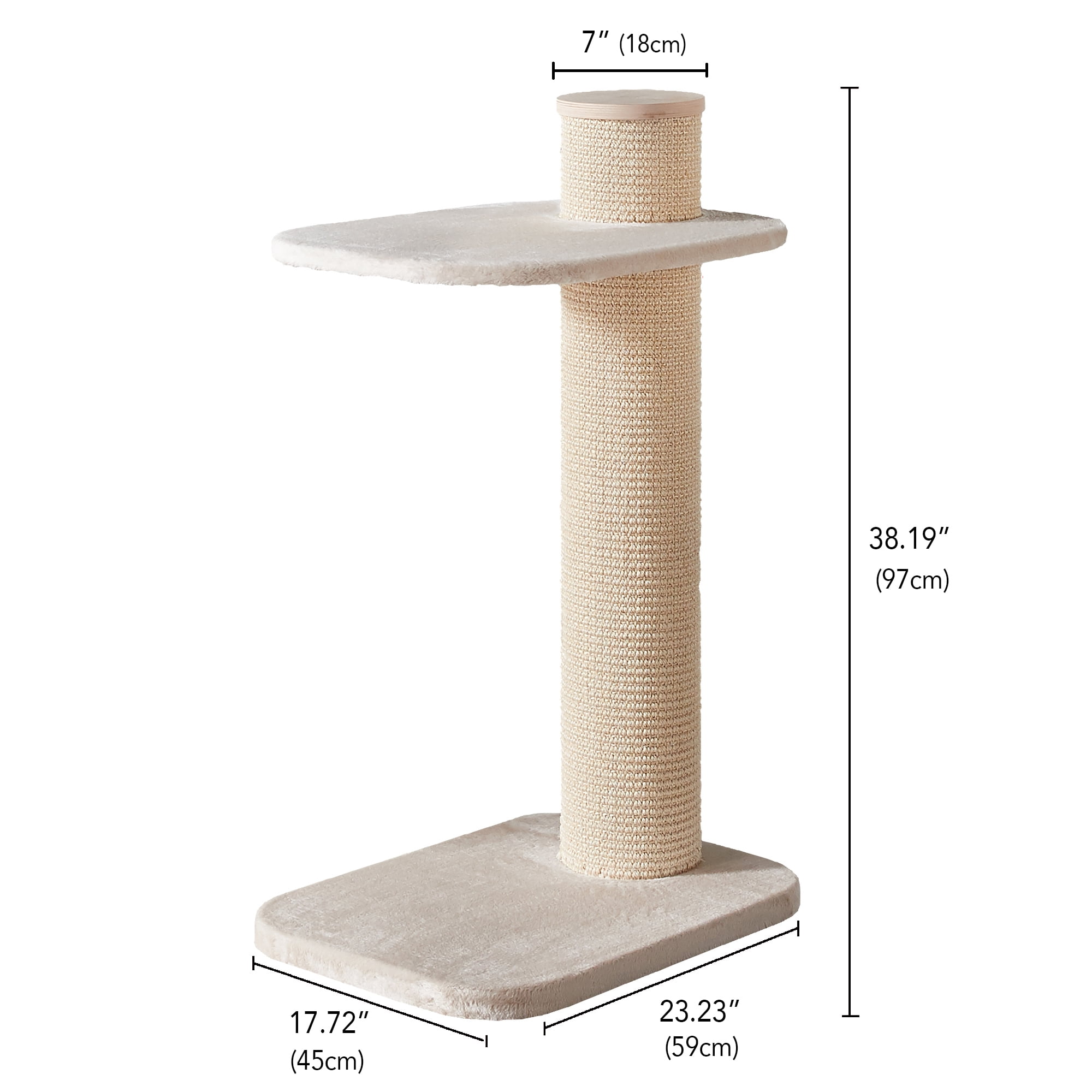 Two by Two Austin Cat Tree 2 - Beige Scratching Post Cat Furniture - 38.2 in. Tall