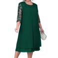 thumbnail image 1 of Vestido de con Bordado Floral y 1/2 para Invitada de Boda, Talla Grande, para Mujer. Verde Oscuro 1XL, 1 of 6