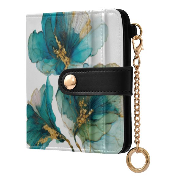Qxltty Elegant Flower Ladies Wallet Rfid Slim Thin Compact Credit Card Women Wallet Zipper Coin Pocket and ID Window for Female Gifts