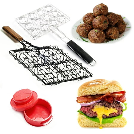 Stuffed Hamburger Meatball Grilling Baskets Press Set Steven Raichlen Maker