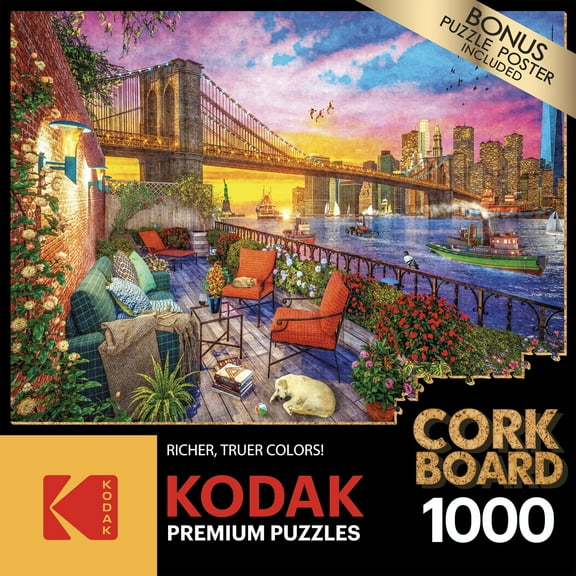 Kodak Premium 1000-Piece Manhattan Balcony Sunset Cork Adult Jigsaw Puzzle