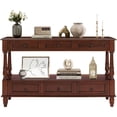 thumbnail image 3 of LK TART 54 inch Solid Wood Console Table, Farmhouse Entryway Sofa Table with 6 Drawers, Shelf, for Living Room, Hallway, Cherry, 3 of 8
