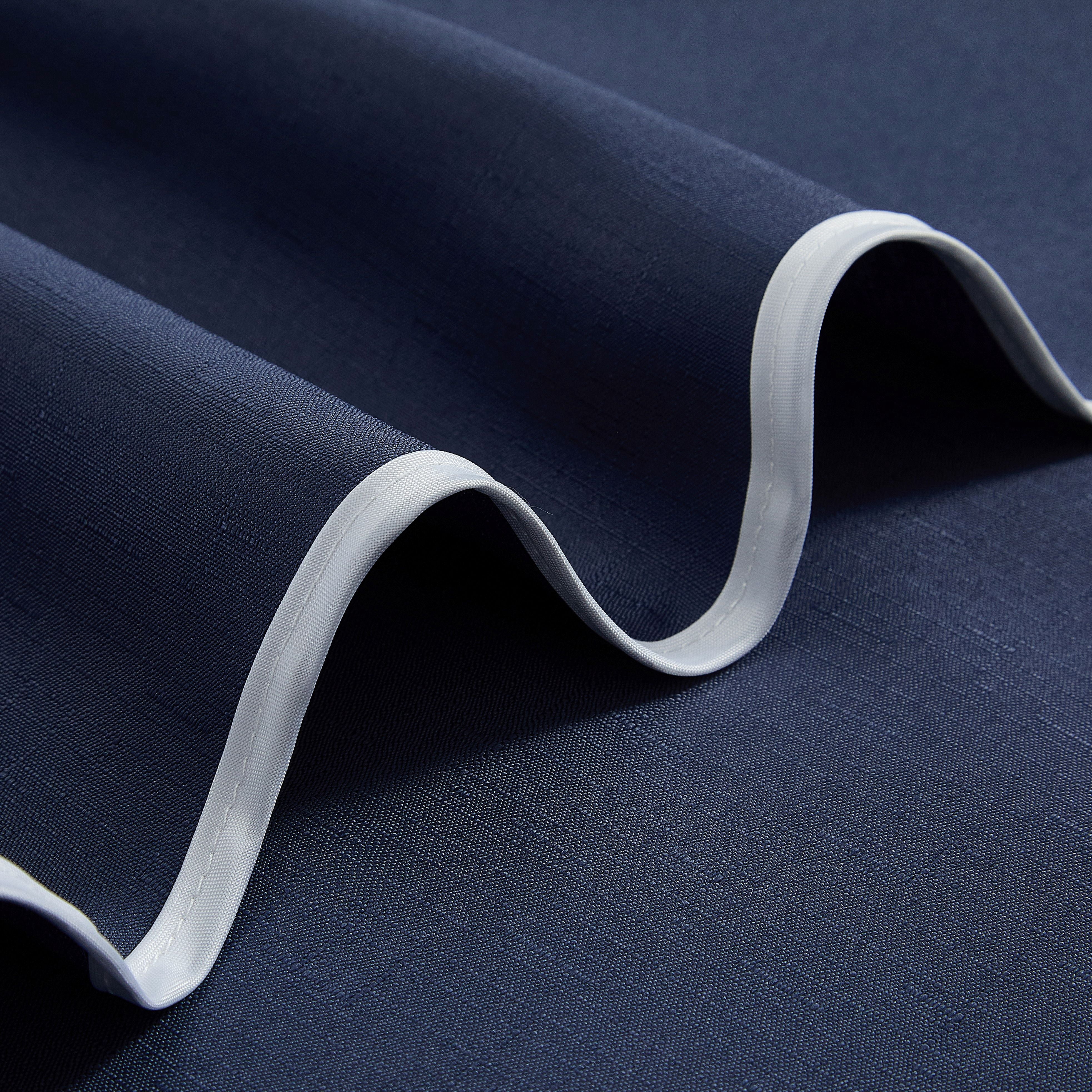 Mainstays Scalloped 14-Piece Blue Fabric Shower Curtain Set with Rollerball Hooks, 72 in x 72 in