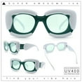 thumbnail image 2 of Womens Thick Plastic Bubble Balloon Frame Rectangle Funky Sunglasses Green White - Green, 2 of 8