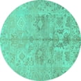 thumbnail image 1 of Ahgly Company Machine Washable Indoor Round Oriental Turquoise Blue Traditional Area Rugs, 6' Round, 1 of 4