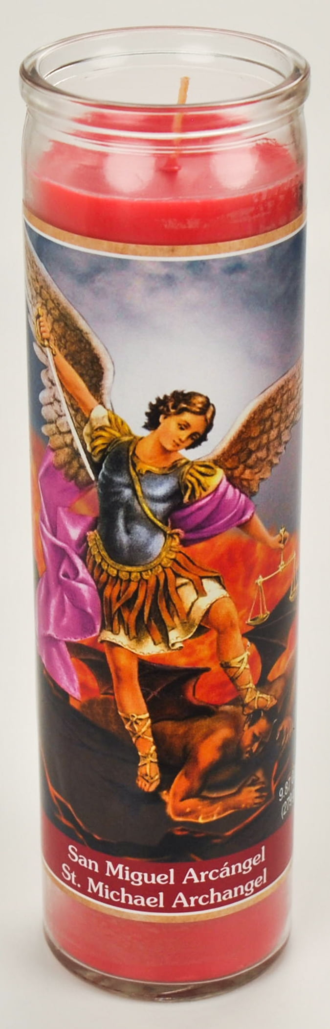 Prayer Candle St Michael Red Wax, 8 Inch