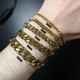 thumbnail image 2 of Mens Womens 3/5/7/9/11mm Curb Cuban Chain Bracelet Gold Plated Stainless Steel, 2 of 5