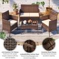 thumbnail image 3 of Zimtown 4-Piece Outdoor Wicker Conversation Set, Rattan Sofa Furniture for Garden Patio, Rattan Furniture for Outdoor and Indoor, Brown, 3 of 11