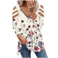 thumbnail image 2 of ICHUANYI Clearance Women's Fashion Printed Loose T-shirt Long Sleeves Blouse V Neck Casual Tops ICHUANYI "ICHUANYI", 2 of 6