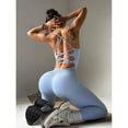 thumbnail image 3 of Top-kevin Hollow Back Gym Fitness Bra, Workout Leggings, Seamless Tights Sets, 3 of 7