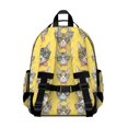 thumbnail image 3 of Cat Head and Bowtie Yellow Pattern Cute School Backpack Bag for School with Padded Back and Adjustable Shoulder Straps 15.25"x11.5"x5.25", 3 of 5