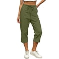 thumbnail image 2 of Fewfanhot Pants for Women Summer Lightweight High Waisted Cropped Pants Casual Loose Wide Leg Trousers with Pockets, 2 of 7