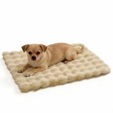Pet Cushion Pad 17.7x23.6" - Thick 3D Bubble Fleece Crate Mat & Bed Insert for Dogs & Cats, Warm Sleeping Pad with Joint Support, Machine Washable