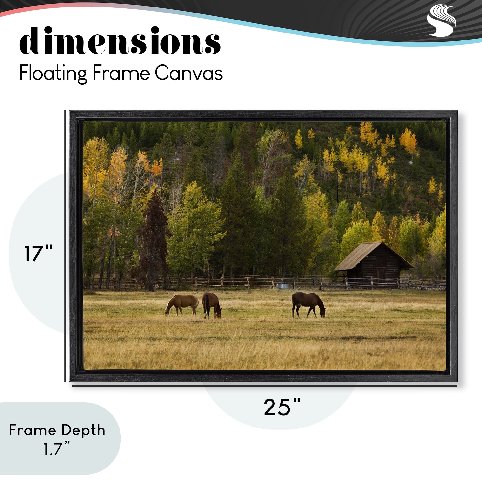 Stupell Industries Horses In Jackson Hole Black Framed Floater Canvas Wall Art, design by Scott Stulberg