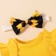 thumbnail image 4 of Body De Bebé, Conjunto De Canastilla, Monos Para Niñas Pequeñas, Top De Manga De Encaje, Pantalones Cortos De Girasol, Tocado, Ropa, Traje Amarillo Odeerbi LM103-994, 4 of 9