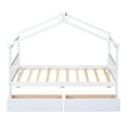 thumbnail image 6 of Harper & Bright Designs Twin Size Wooden House Bed with 2 Storage Drawers, Wood Montessori Daybed Frame with Roof for Boys Girls, White, 6 of 13