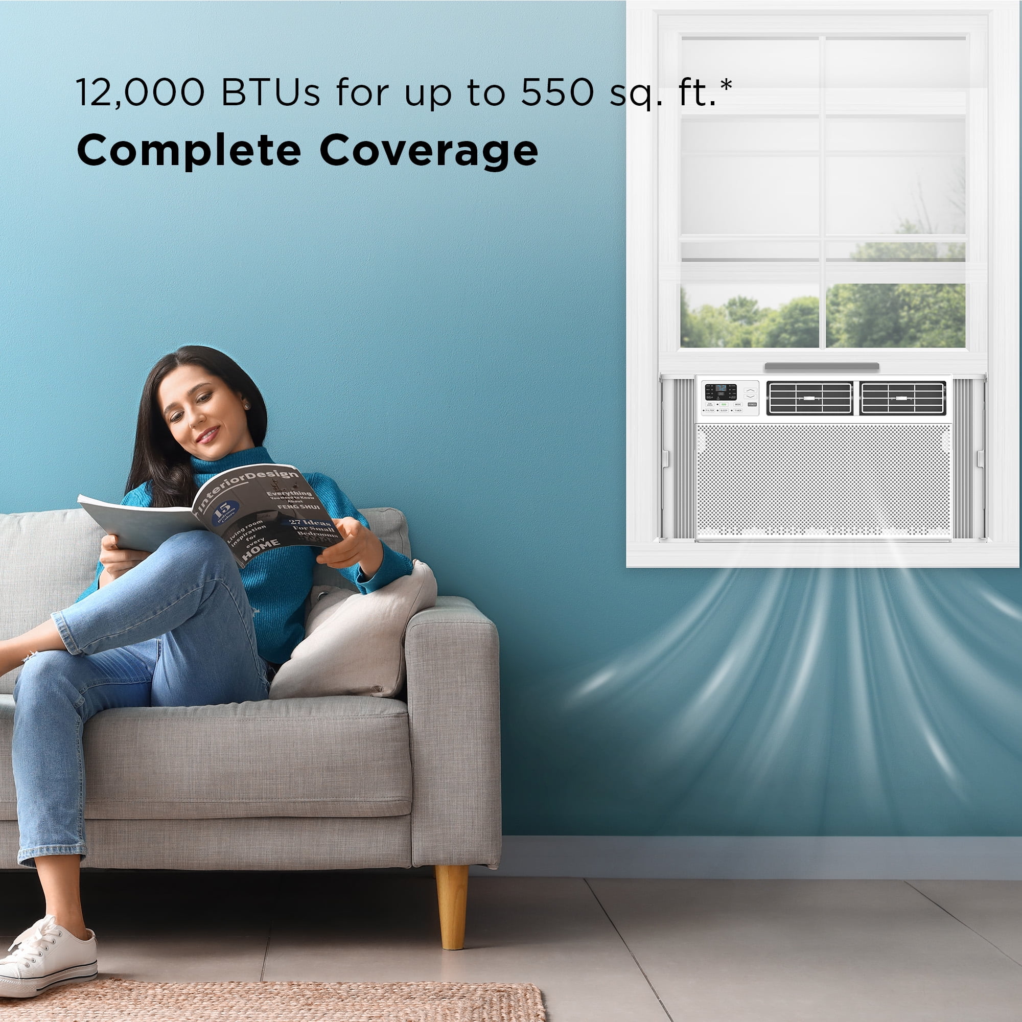 TCL 12,000 BTU Smart Window Air Conditioner (White) - 3-in-1 AC, Fan & Dehumidifier, App, Voice, & Remote Control, Sleep & Eco Mode, Timer, Washable Filter, Cools up to 550 Sq ft - W12W92-4