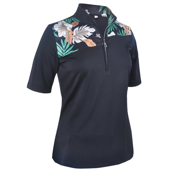 Monterey Club Women's Tropical Print Colorblock Golf Polo Shirt #2676