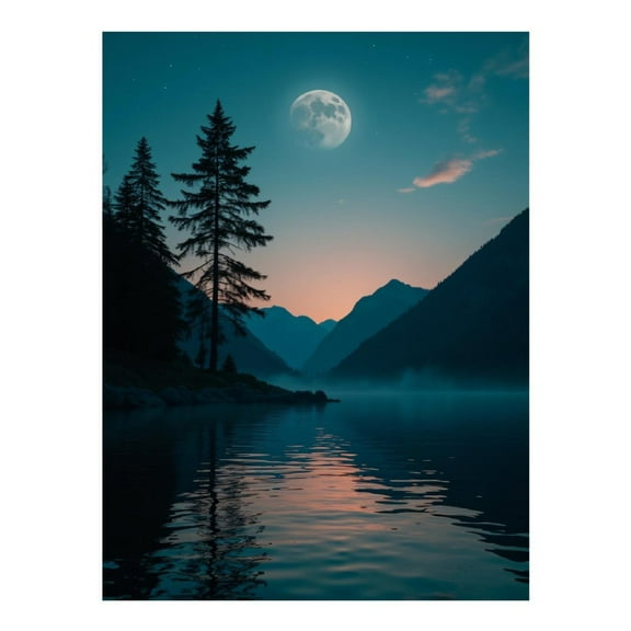 Diamond Art Kit for Adults, Moonlit Mountain Lake Reflection Diamond Painting for Adults Beginners, DIY Diamond Art Painting Kits, 5D Diamond Painting Crafts for Home Decor 12x16 Frameless