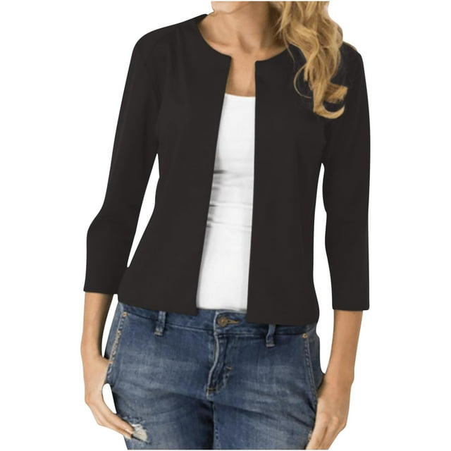 Yyuzo Blazer Ouvert pour Femmes Cardigan à Manches Longues Veste Courte Décontractée de Bureau