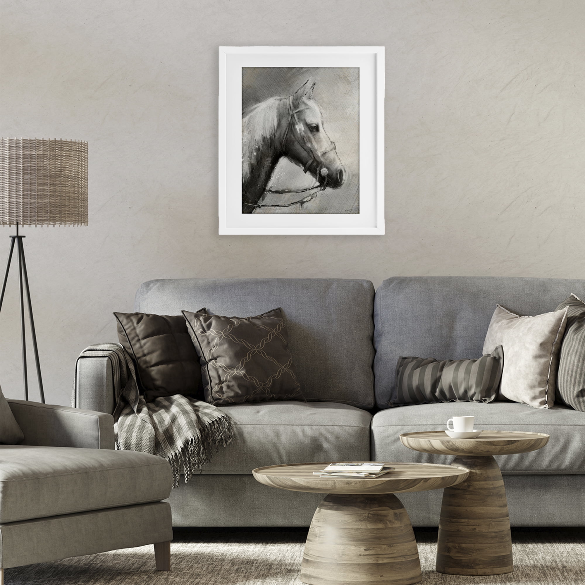 Stupell Industries Modern Ranch Horse White Framed Print Under Glass, design by Chad Barrett