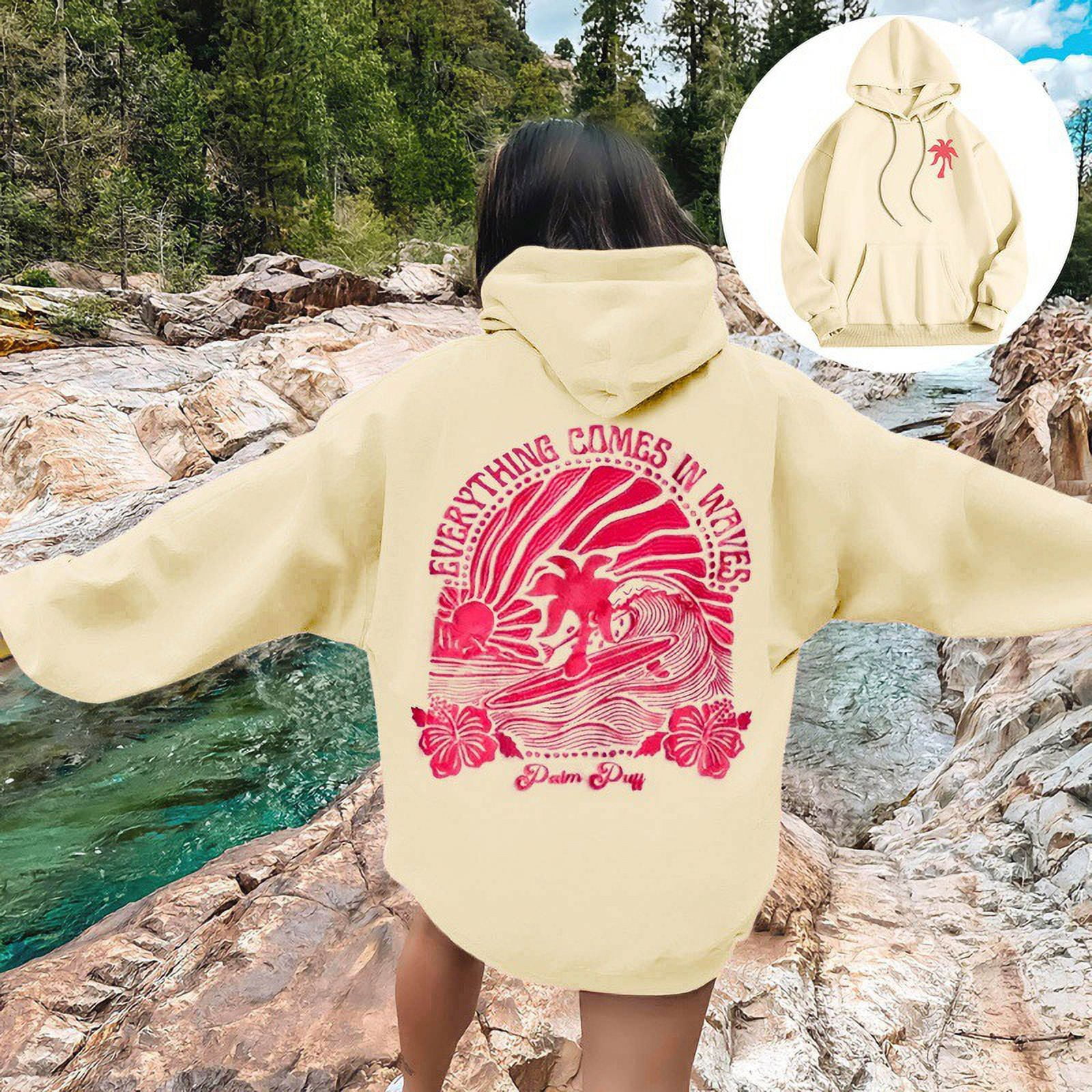 Pink Graphic Hoodie For Women 2024 Cute Preppy Sweatshirt