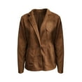 thumbnail image 6 of Women's Retro Faux Suede Leather Blazer Jacket Notched Collar Work Dressy Business Casual Coat, 6 of 6