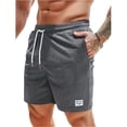 thumbnail image 2 of Mens Corduroy Shorts Casual Elastic Waist Drawstring 2026 Summer Beach Lounge Short Dark Gray M, 2 of 5