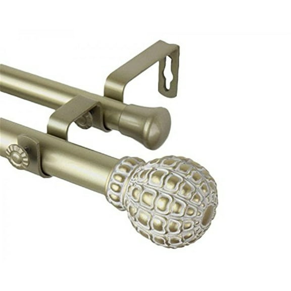 Pod 1" Double Curtain Rod-Color:Light Gold,Size:160-240"