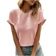 thumbnail image 2 of Summer Plus Size Shirts for Womens Fashion Solid Color Cotton And Linen Pleated Round Neck, 2 of 7
