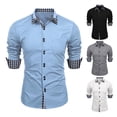 thumbnail image 2 of TNOBHG Men Regular Fit Shirt Men's Spring Shirt Colorblock Plaid Print Slim Fit Long Sleeve Lapel Buttons Streetwear Casual Business Cardigan Shirt Coat Slim, 2 of 8