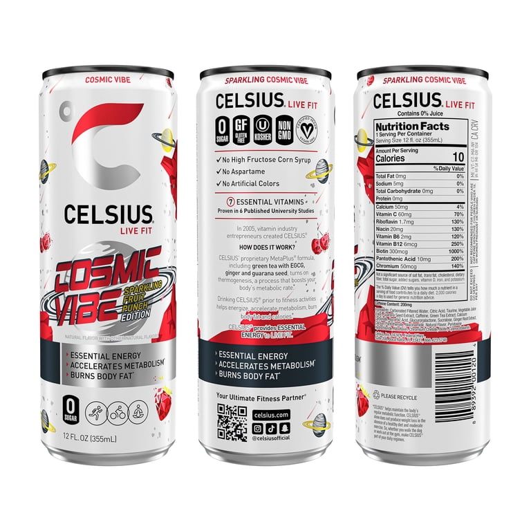 Celsius Sparkling Cosmic Vibe Energy Drink, 12 fl oz, 12 Pack photo 3
