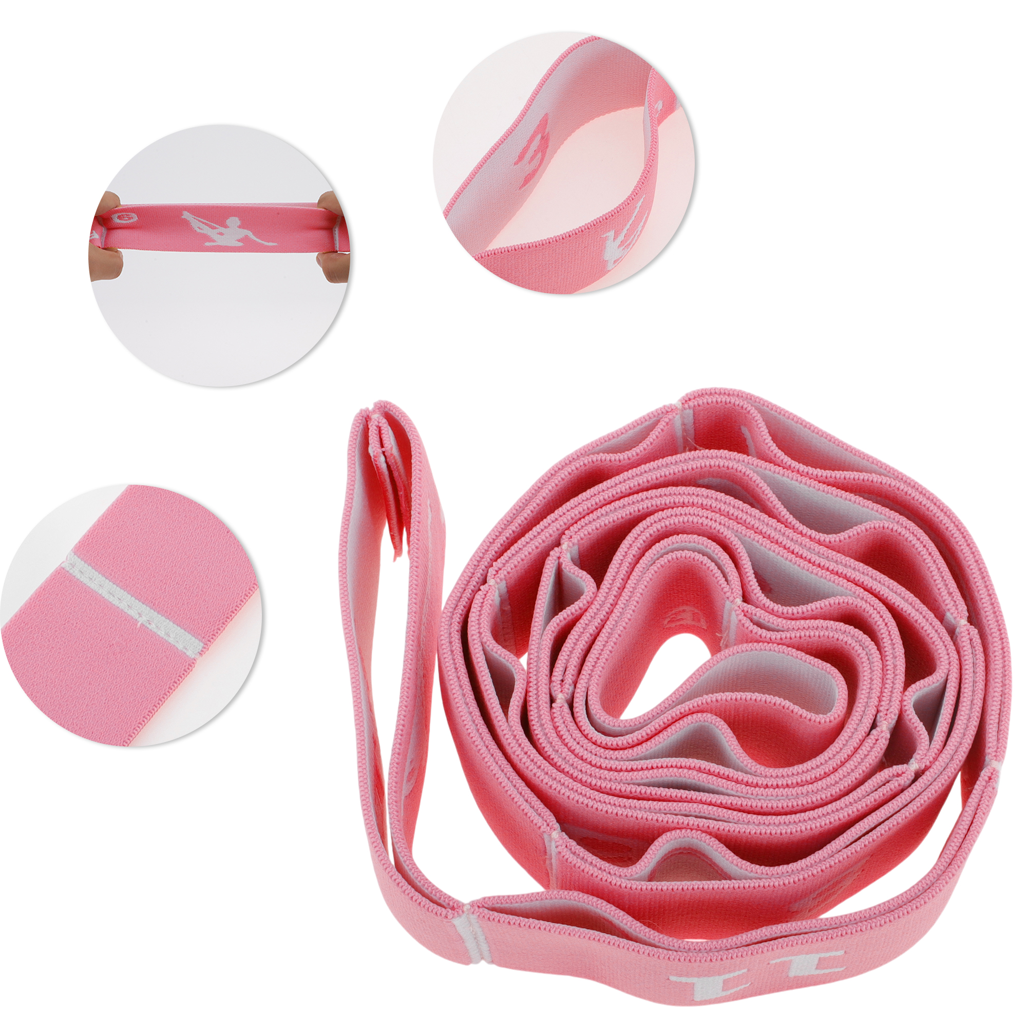 Unique Bargains Women 12 Grids Yoga Stretch Bands for Gym Stretching Exercise Pink