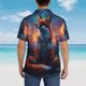 thumbnail image 4 of Balery Starry Sky Meditating Fox Camisas hawaianas de manga corta para hombre, camisas playeras de corte holgado, camisas de vacaciones con botones,XX-Large, 4 of 7