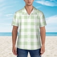 thumbnail image 4 of Easygdp Pistachio Green Checkboard Men's Hawaiian Shirts Print Lapel Short Sleeve for Beach, vacation, party, casual occasions - XX-Large, 4 of 9