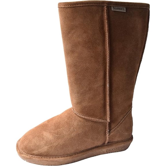 Bearpaw Emma Tall Winter Boots for Women, Sheepskin and Wool Blend Lining, Cow Suede Casual Boots, Low Profile Tpr Outsole