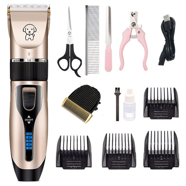 Tondeuses pour Chien Pousse-Pousse Électrique pour Chien Faible Bruit Tondeuse pour Animal Rechargeable Tondeuse pour Chien Sans Fil Coupe-Poils pour Animal