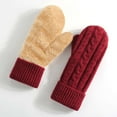 thumbnail image 4 of KHONTS Winter Mittens Gloves for Women Warm Lining Knit Thick Thermal Snow Gloves for for Cold Weather Gifts Red One Size, 4 of 5