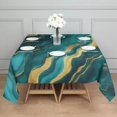 thumbnail image 3 of Teal and Gold Marble Wavy Veins Pattern Square Tablecloth,Waterproof Square Table Cover,Wipeable Spillproof Washable Table Cover for Home Kitchen Party Decor 52"x52"(132x132cm), 3 of 6